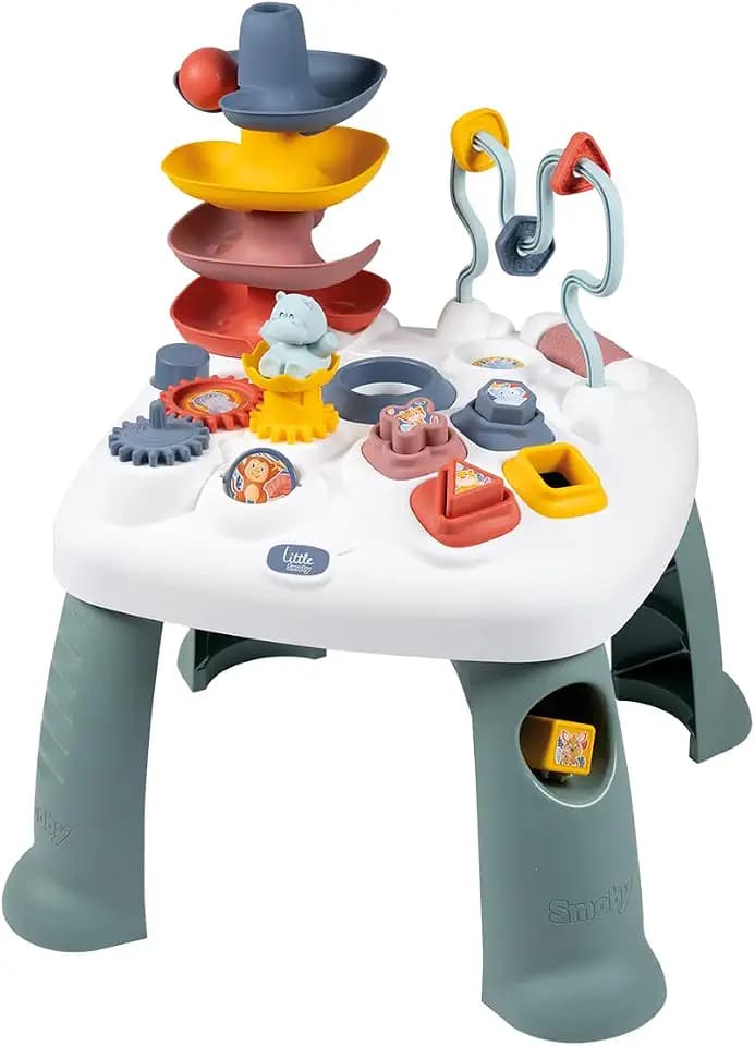 Smoby – Little Activity-Spieltisch – Aktivitätsspieltisch Motorikspielzeug mit Formen-Steckspiel, Kugelbahn, Zahnrad & Katapult, Baby und Kleinkind ab 12 Monaten