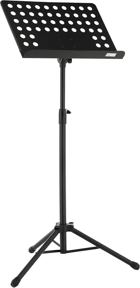 GEWA Orchesternotenpult - Metall - zusammenlegbar - Platte gelocht und abnehmbar - ABS und Prismenverbindung - Höhe 67-120 cm - Gewicht 3,8 kg - schwarz
