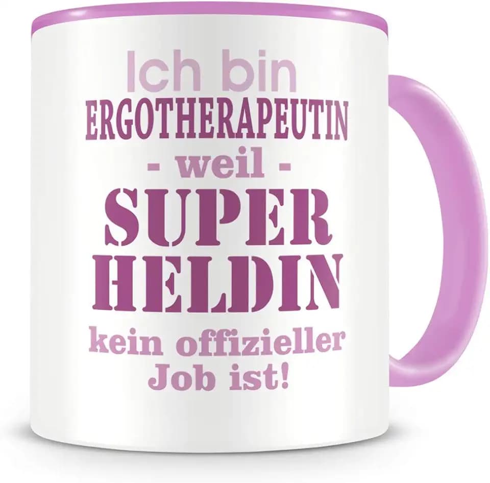 Samunshi® Ich bin Ergotherapeutin Tasse Beruf Geschenk Kaffeetasse Teetasse Kaffeepott Kaffeebecher Becher 300ml rosa