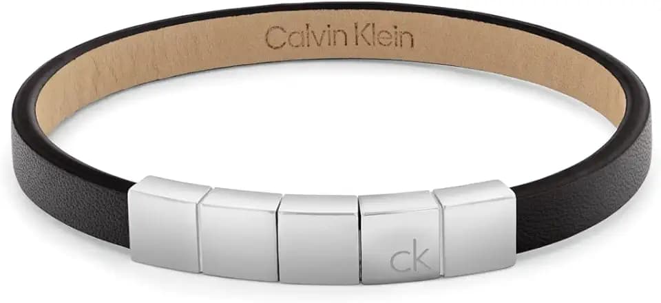 Calvin Klein Armband für Herren Kollektion MINIMALISTIC SQUARES mit Schwarzem oder Grünem Leder und Verschluss aus Edelstahl