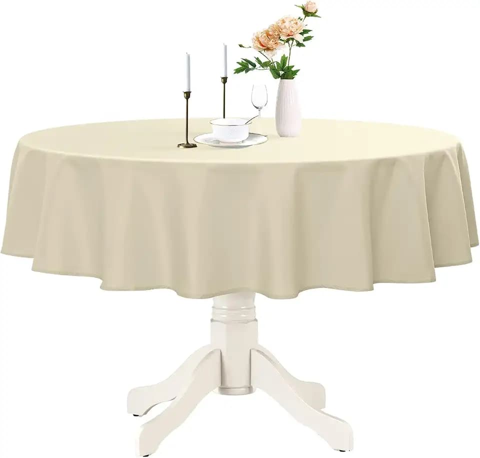 Romanstile Round Tablecloth 60 Inch, Beige