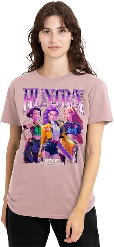 KPop Demon Hunters Damen Kpop Demon Hunters Huntrix Bootleg Ladies T Shirt, Pink T-Shirt (1er Pack)
