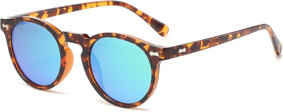 LJCZKA Round Polarized Sunglasses for Men Women Retro Small Face Sunglasses Polarized Vintage Sun Glasses UV400 Protection
