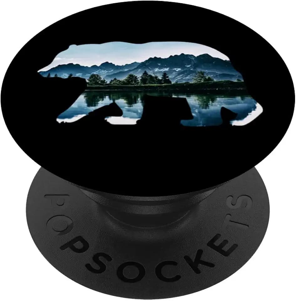 Bear Forest Lake Mountain Design PopSockets Adhesive PopGrip