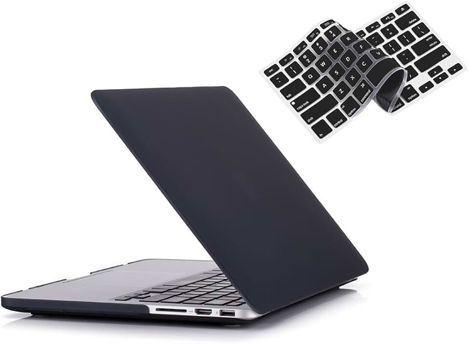 RUBAN Compatible with Old MacBook Pro 13 inch 2015 2014 2013 2012 (A1502 & A1425 Models), Plastic Hard Shell Case & Keyboard Cover for Old Version MacBook Pro Retina 13 Inch, Black