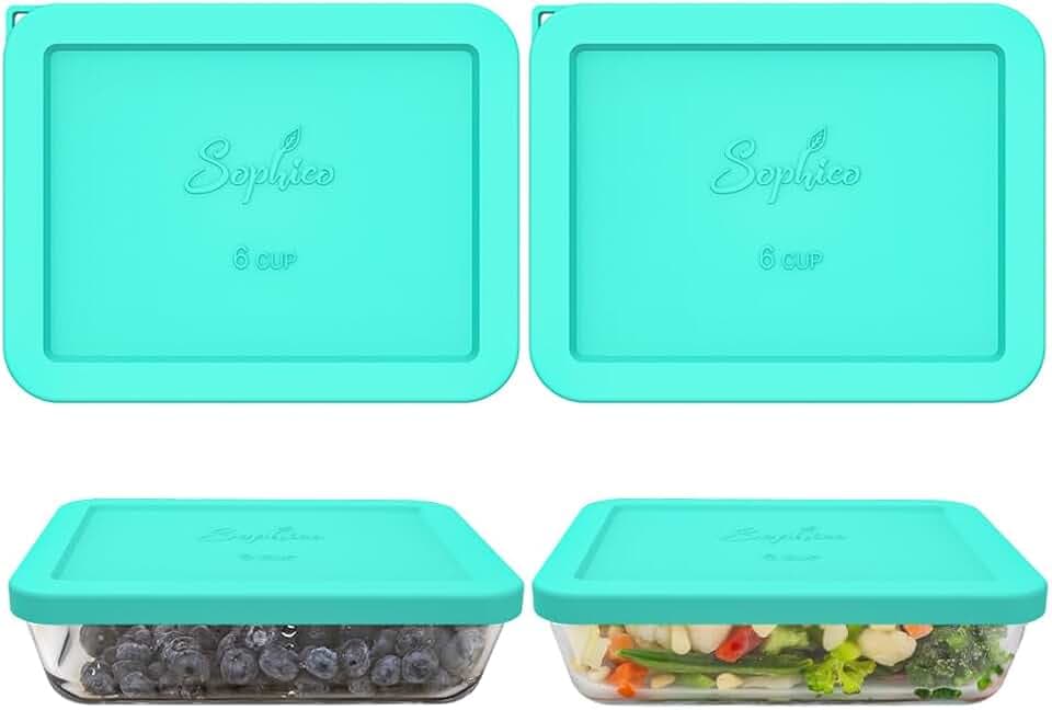 Sophico 6 Cup Rectangle Silicone Airtight Replacement Lid for Pyrex 7211-PC