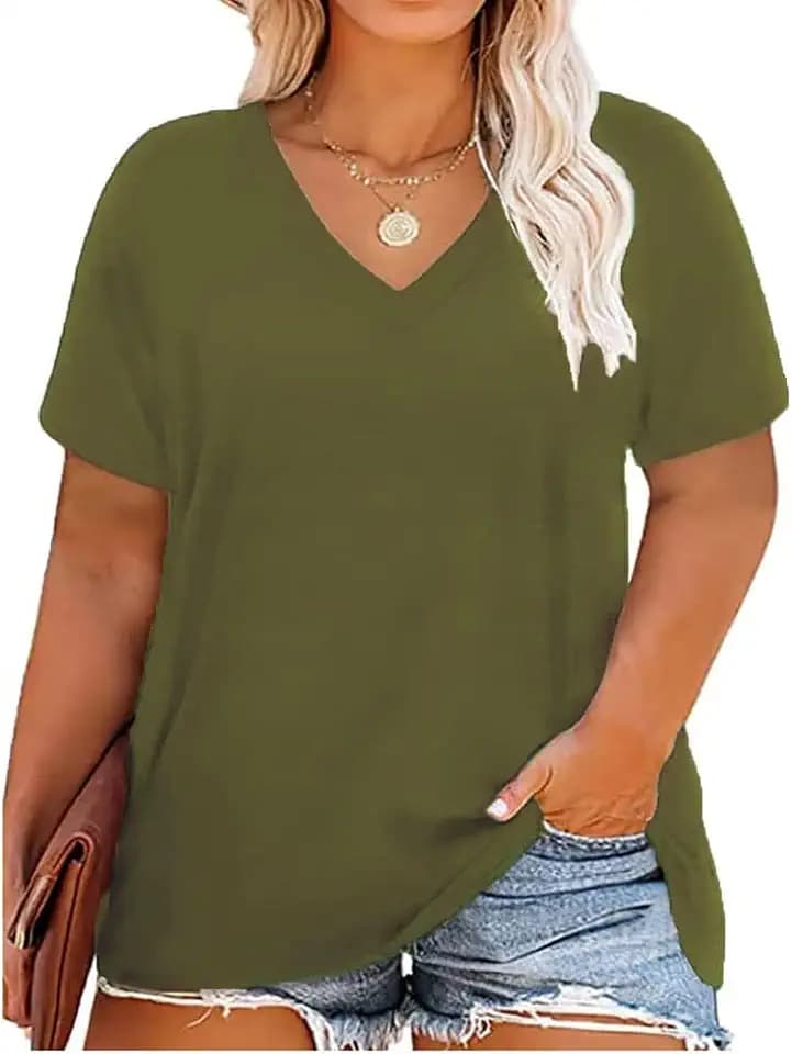 RITERA Women Plus Size Tops Tie Dye V Neck Shirt Floral Camo Summer Short Sleeve Tunic Oversized Ladies Blouse XL-5XL