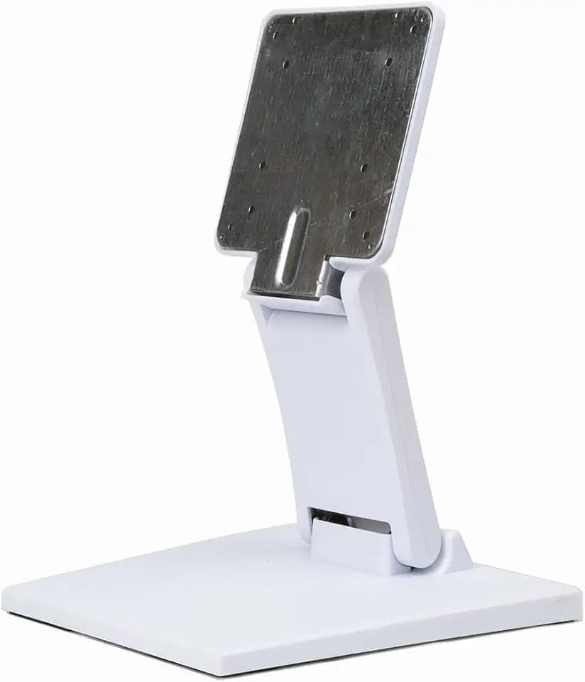 WEARSON Single Adjustable LCD Monitor Stand Mount Folding VESA Monitor Desk Stand with VESA Hole 75x75mm 100x100mm (White)
