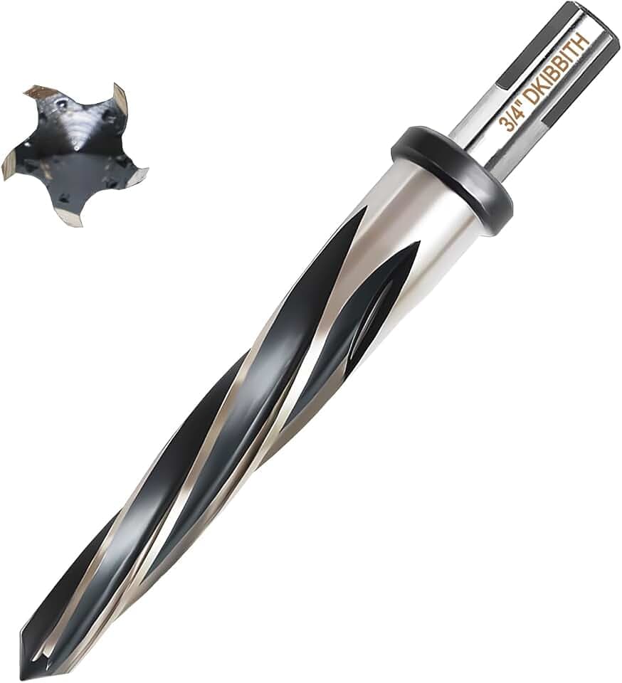 3/4” Bridge Construction Reamer Drill Bit, M2 HSS Taper Chucking Reamer for Steel Alloy Metal Wood Plastic, 1/2" Non-Slip Shank, 5-Spiral Flutes Car Reamer, to Align or Enlarge Holes, 19mm