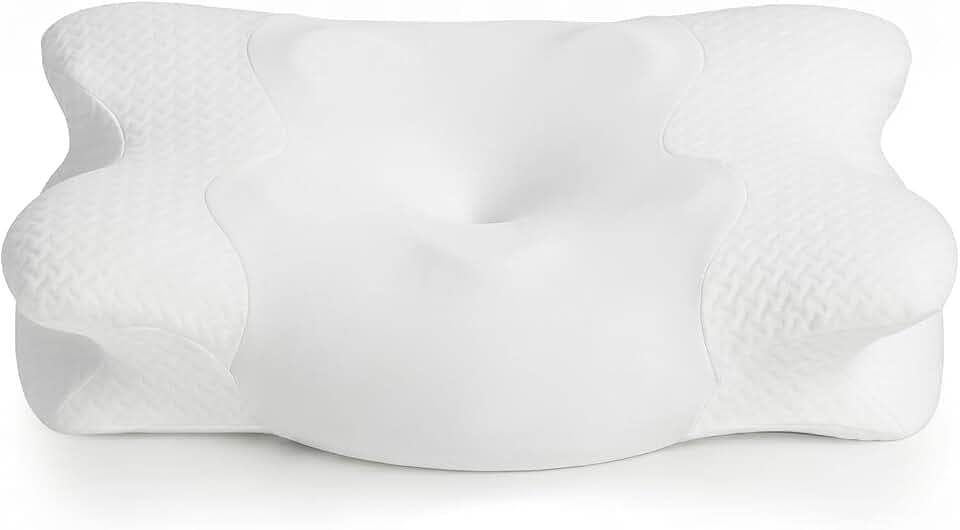 COSYLAND Ergonomisches Nackenkissen aus Memory Foam - Schmetterlingskissen für Schlafkomfort - Kopfkissen für Seiten-, Rücken- & Bauchschläfer, 60x40cm (Weiß)