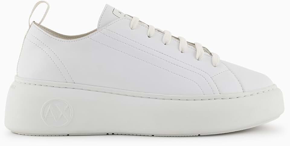 Armani Exchange Solid Leather Sneakers weiß