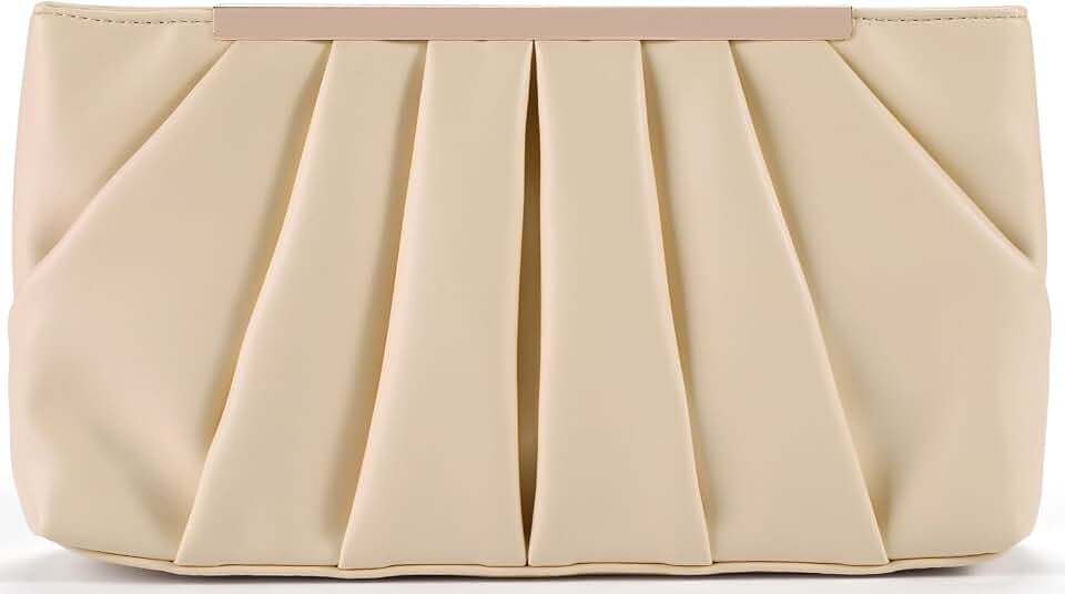 Clutch Purse Dressy Pleated Formal Evening Bag Simple Classy Handbag for Women