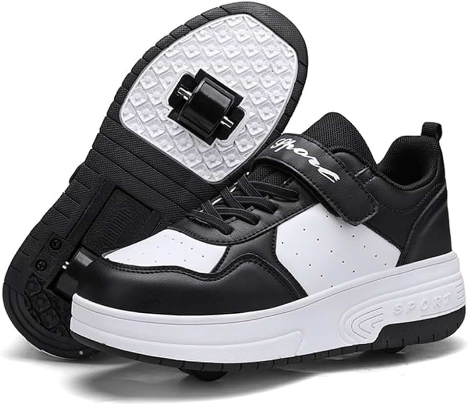 Mateju 2-in-1 Rollschuhe für Kinder, Damen und Herren - Turnschuhe Mit Versenkbaren Rollen, Skateboardschuhe, 29-40 EU