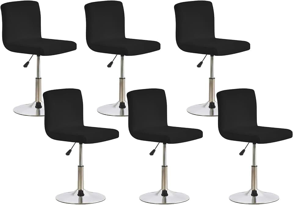 6pcs Bar Stool Slipcovers with Backrest Cover,Stretch Chair Cover,Stretch Removable Covers for Short Swivel Chair Dining Chair Bar Stool with Backrest (No Chairs) (Schwarz)