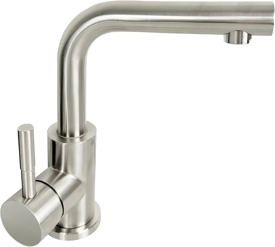 Wasserhahn Bad, SEMANEY 360° Drehbar Waschbecken Armaturen, Einfache Montage Einhebelmischer Waschbecken Mischbatterie Edelstahl, L Form Armatur für Bad, Hochdruck Waschtischarmatur Gebürstet