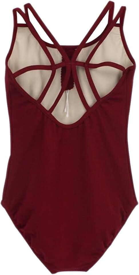 Damen Ballett Trikot - Elegant Ballettanzug Bodysuit Gymnastikanzug Ärmellos Elastischer Tops Jumpsuit Ballettkleidung mit Spaghettiträgern