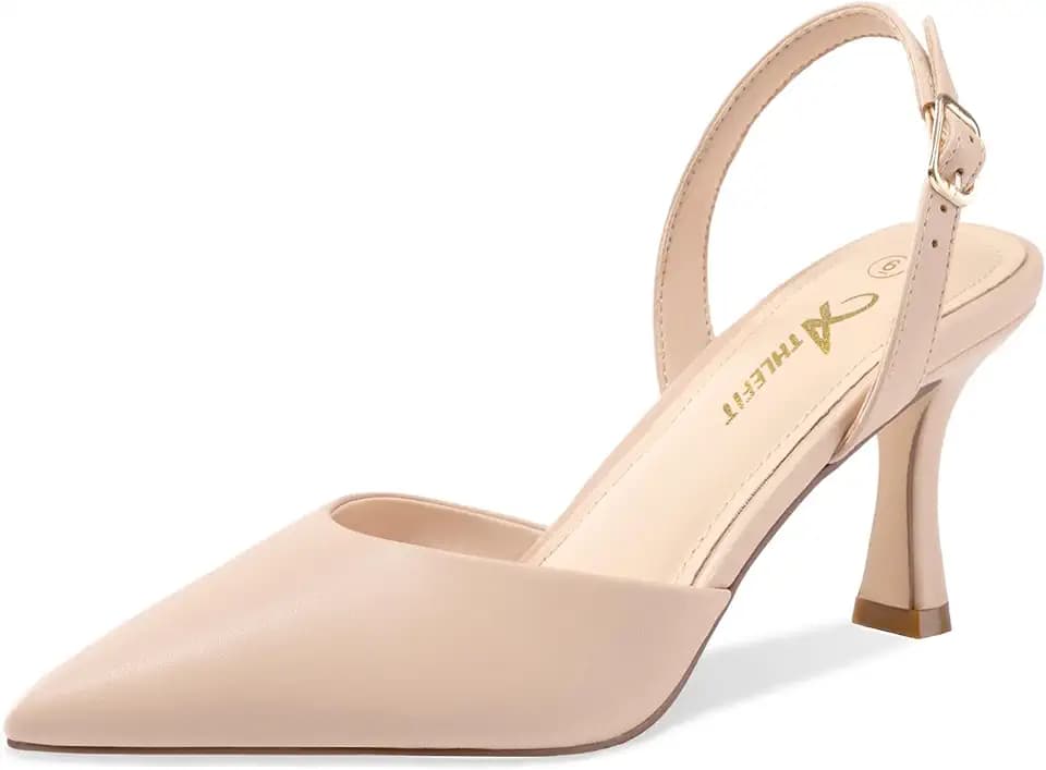 Athlefit Women's Kitten Heels Closed Toe Pumps Shoes