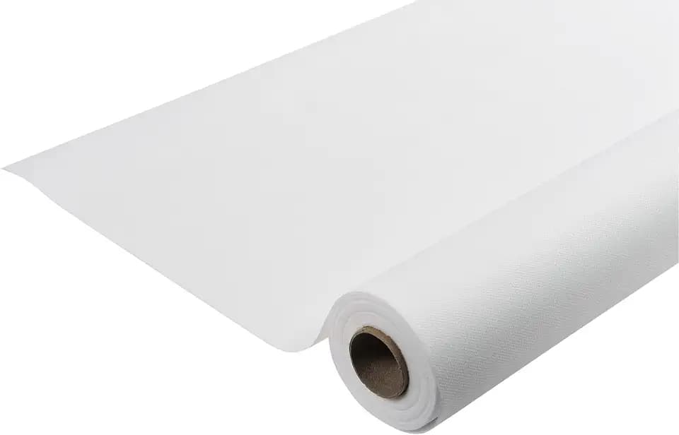 Thouy Tischdecke R781201I Einweg-Tischdecke aus Spunbond-Vlies Länge 50,4m Breite 1,20m (pro Rolle), vorgeschnitten alle 1,20m Farbe weiß Reißfestes, wasserabweisendes und abwischbares Material