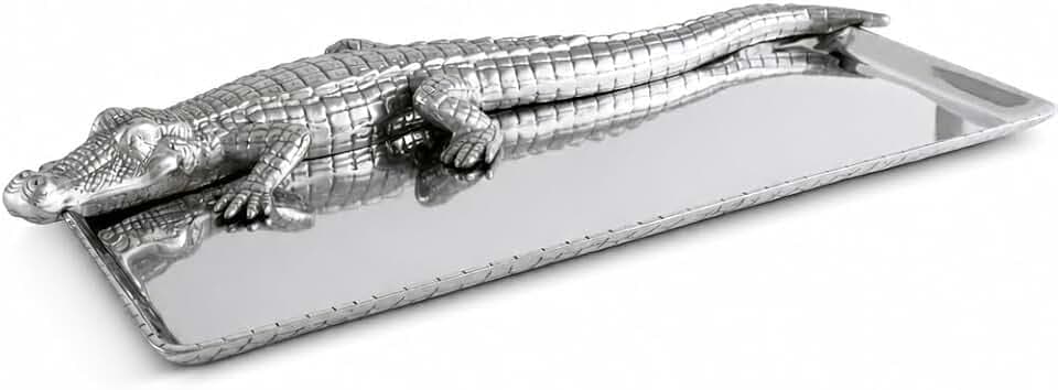 Arthur Court Aluminum Alligator Serving Tray | 20 Inch x 9 Inch | Versatile Platter for Entertaining