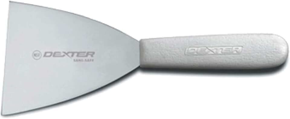 Dexter Russell S294 Sani-Safe 17353 Griddle Scraper, 8-1/2" Overall Length with 4" Stainless Steel Blade, Textured White Polypropylene Handle, Flat Top Grill Cleaning Tool, NSF, Made in USA