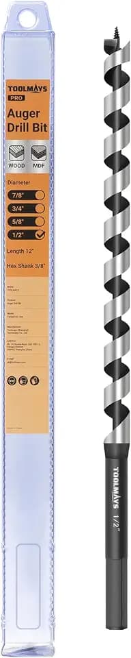 1/2 x 12 Inch Auger Drill Bit for Wood Drywall Plastic