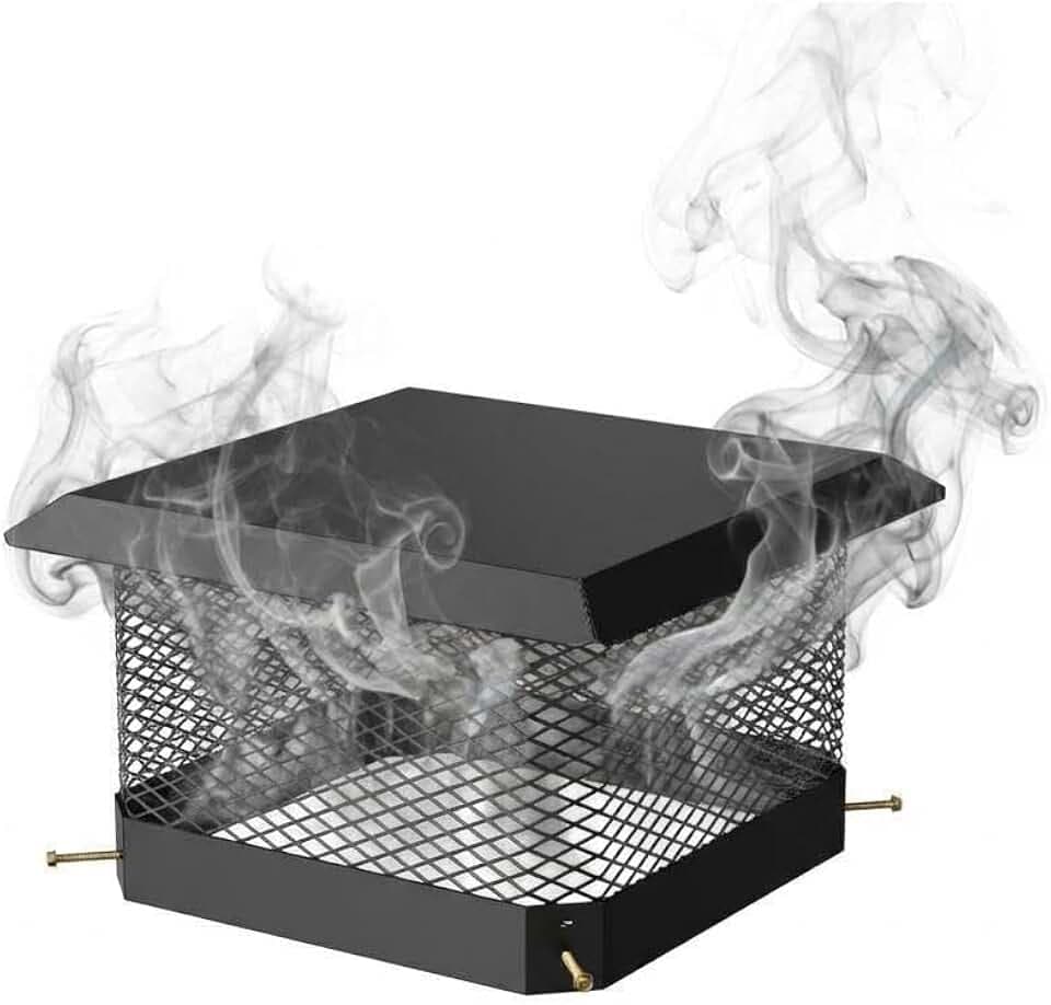 GarveeHome Chimney Cap 13x13 Inch - Heavy-Duty Bolt-On Cover with Adjustable Mesh, Spark Arrestor & Rain Hood for Clay Tile, Square Flue & Outdoor Fireplace