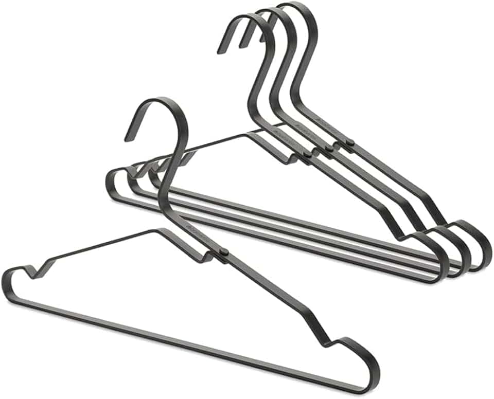 Brabantia Aluminium Kleiderbügel, 4er Set, Schwarz, One Size