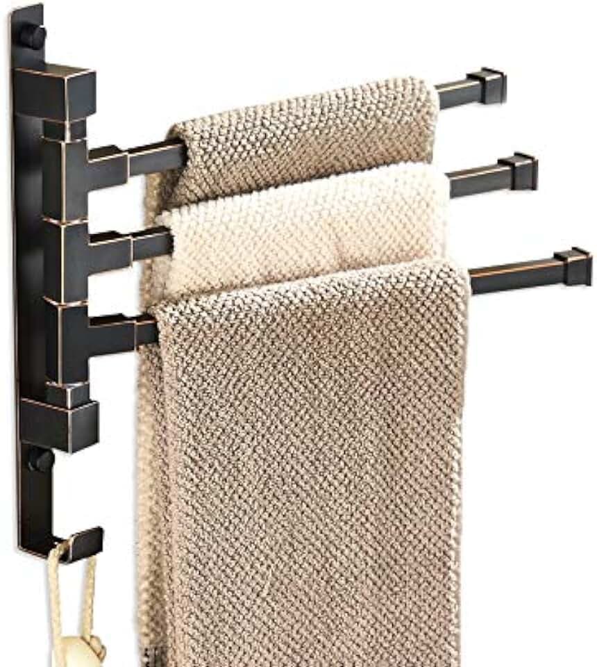 ELLO&ALLO Ölgeriebener Bronze-Handtuchhalter für Badezimmerhalter, Wandmontage, Handtuchhalter mit Haken, 3-armig