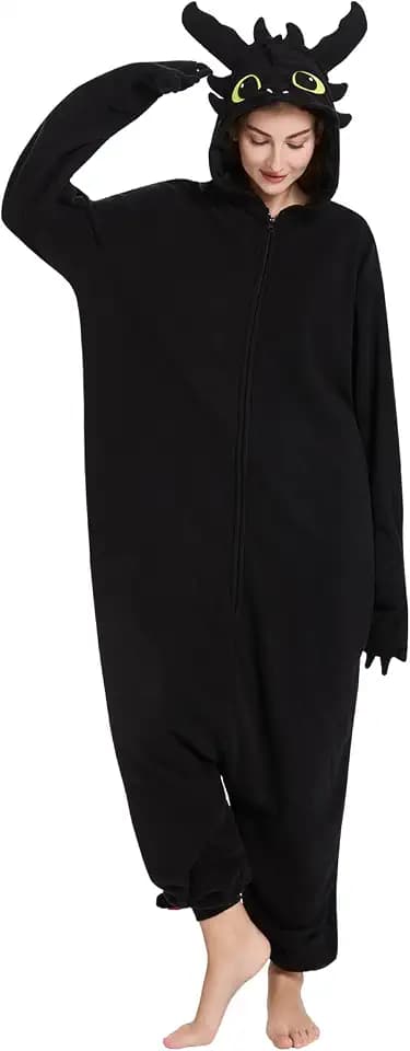 Drachen Onesies Kostüm Erwachsene Tier Pyjamas für Erwachsene | Halloween Karneval Fasching Unisex Cosplay Kostüm, Flanell Einteiler Schlafanzug für Jugendliche Tieronesie Party Kostüm