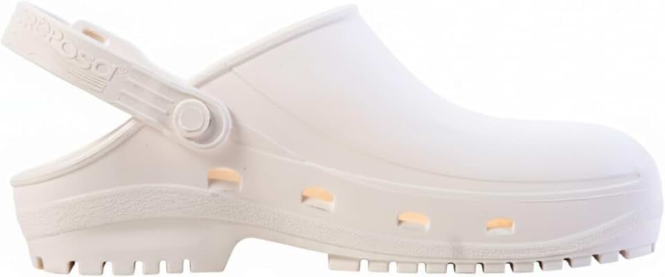 REPOSA Eco – Clogs für Damen und Herren aus Gummi, bequem, leicht, stoßfest, ideal für Zuhause, Gartenarbeit, Heimwerken – anatomische Damen-Hausschuhe mit seitlichen Löchern, umklappbares Band,