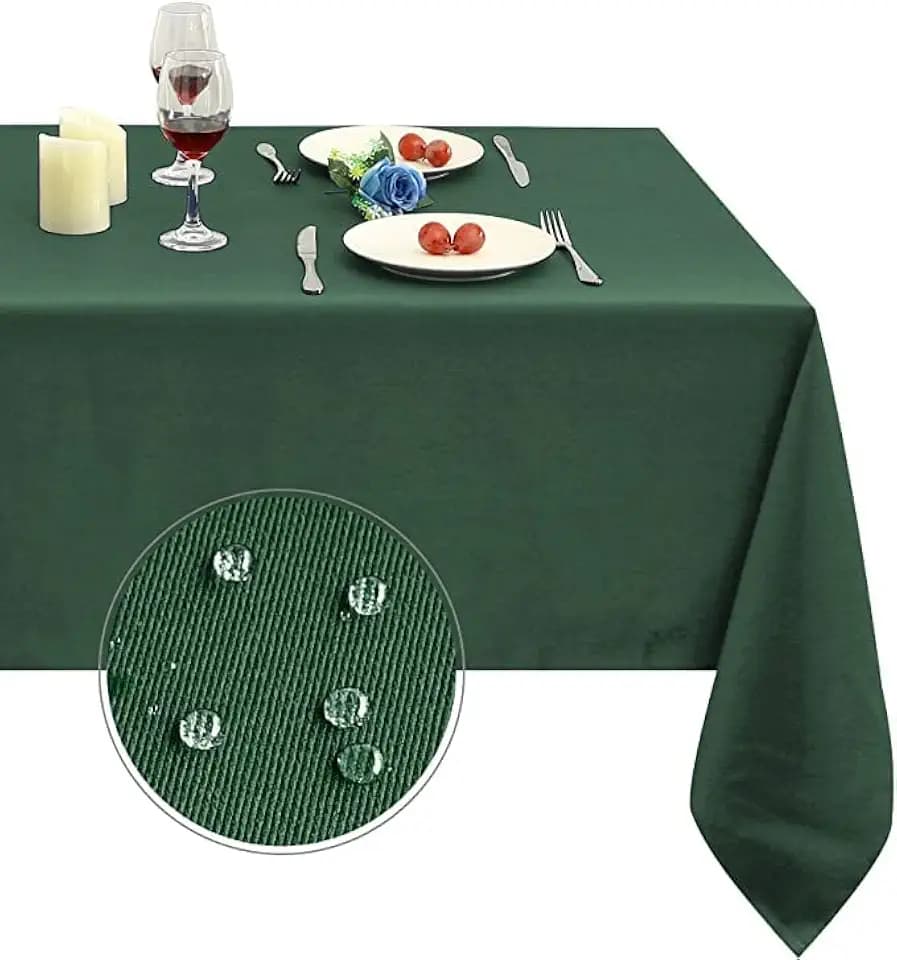 Obstal 210GSM Square Green Table Cloth, Christmas Decorations Waterproof Tablecloth, Table Cover Protector for Holiday Party Use (Blackish Green,54 x 54 Inch)