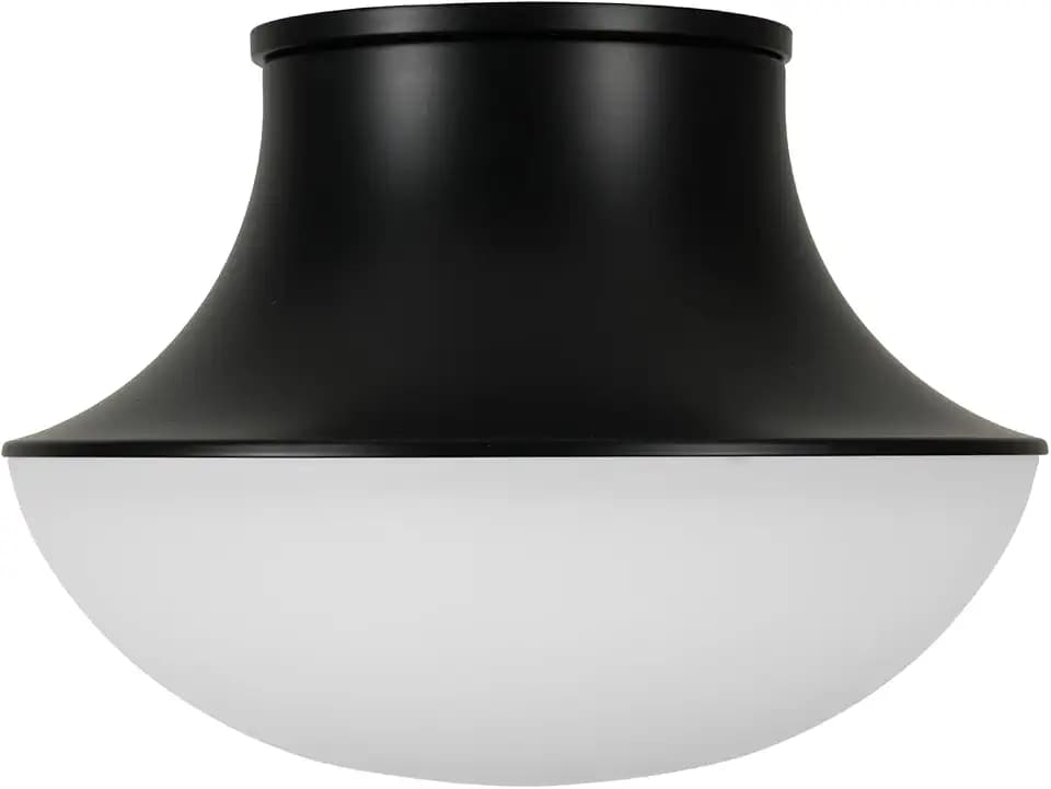 Kenroy Home Chelsea Opal Glass Flush Mount with Black Metal Base