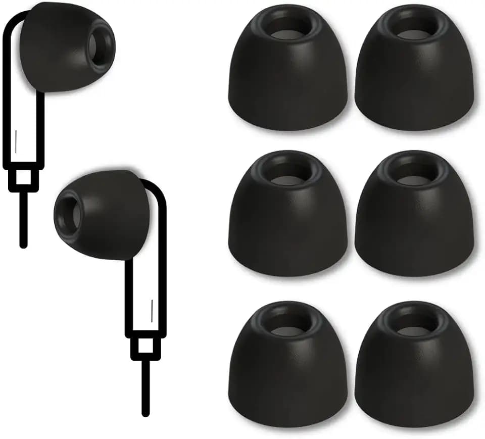 Comply SmartCore Memory Foam Replacement IEM Ear Tips, Round, Black, Medium
