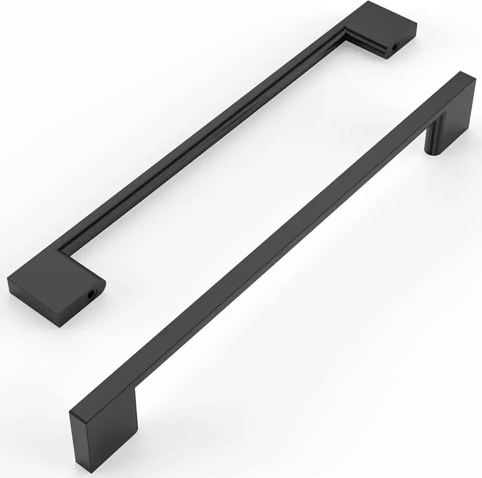 6 Pack 11.3 Inch(288mm) Cabinet Pull Matte Black Kitchen Cabinets Handles Black Cabinet Hardware for Cupboard Square Kitchen Pulls for Cabinets Drawer Handles