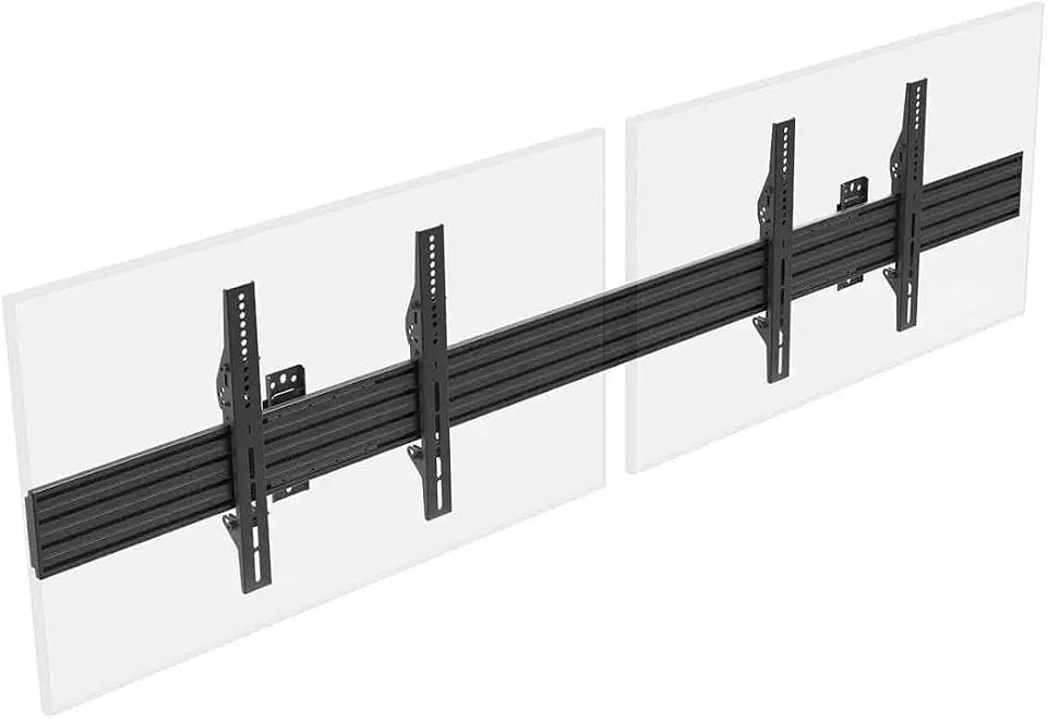 Monoprice 2x1 Menu Board Wall Mount for Screens Between 32in to 65in, Adjustable Tilt, Max Weight 66 Lbs Per Screen, VESA Patterns Up to 600x400, Steel Construction, Black - Commercial Series