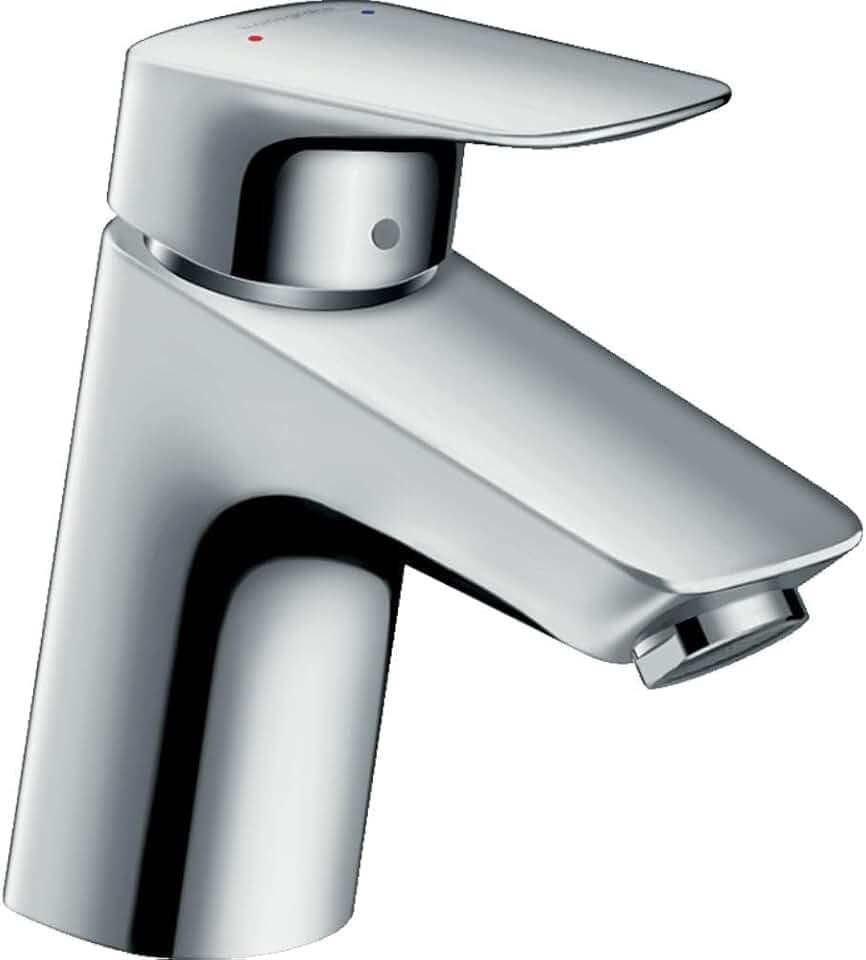 hansgrohe Logis - Waschtischarmatur ohne Ablauf, Wasserhahn Bad mit Auslauf Höhe 67 mm, Mischbatterie Waschbecken wassersparend (EcoSmart), Chrom, 71071000