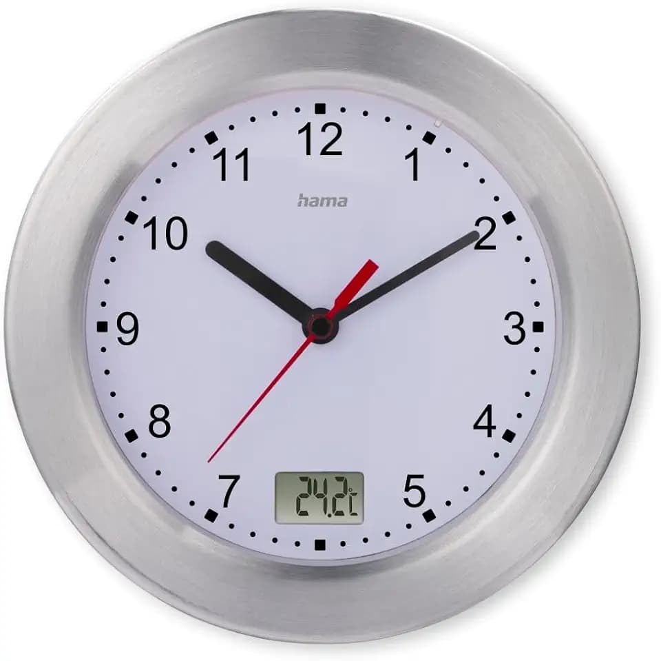 Hama Badezimmeruhr, Baduhr mit Saugnapf, Uhr mit Thermometer