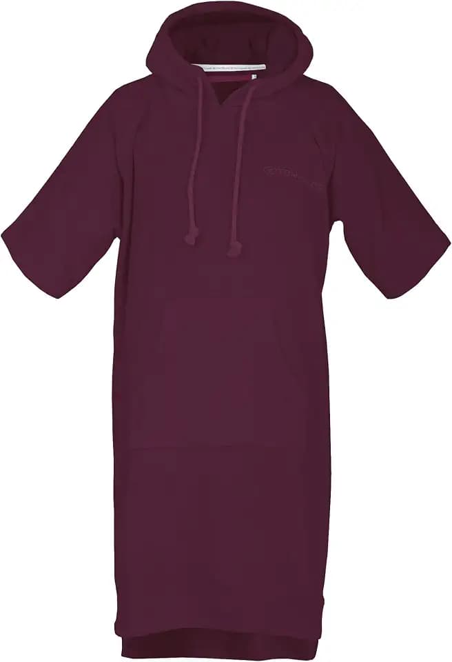 Tom Tailor Surf Poncho für Damen und Herren, L-XL, 100% Baumwolle/Frottier, Badeponcho mit Kapuze, Bauchtasche und Logostickerei, Pflaume (Plum)