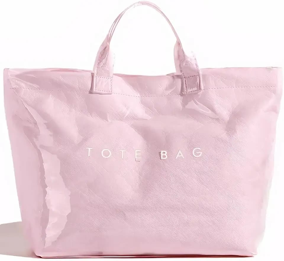PVC Tote Bag Gifts for Women Large Tote Purse Kraft Paper Letter Print Hobo Handbags for Work Beach Shopping Travel