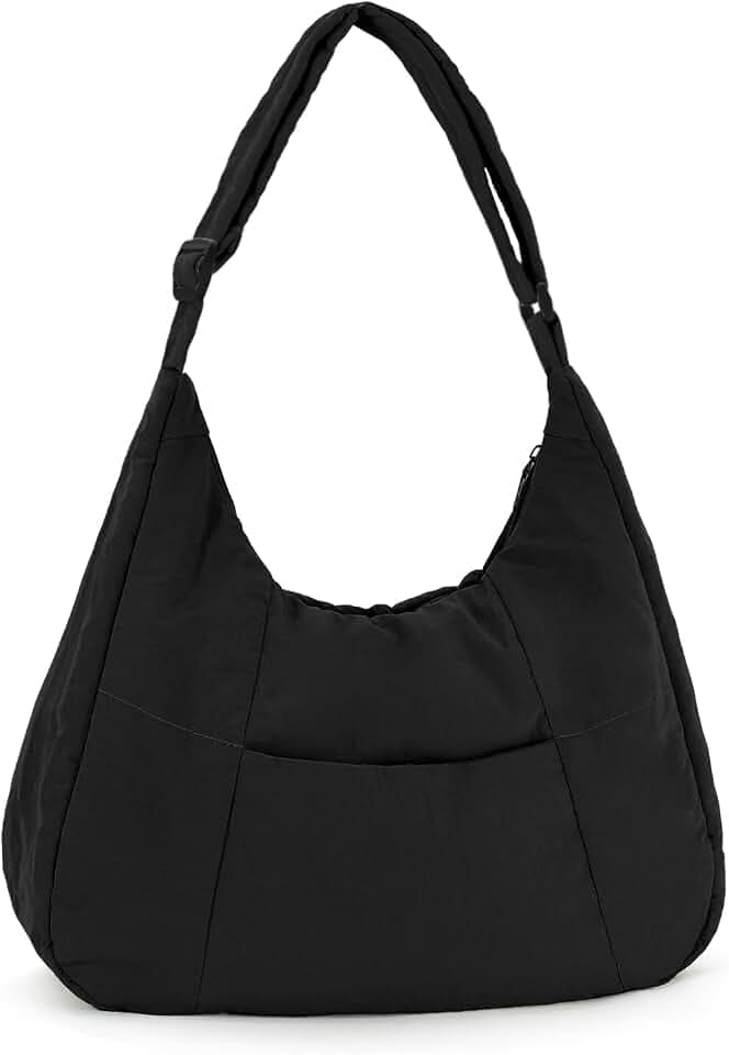 KAMEILONG Large Nylon Crossbody Purse Women Hobo Crescent Shoulder Bag Slouchy Tote Bag Casual Weekend Handbag for Women