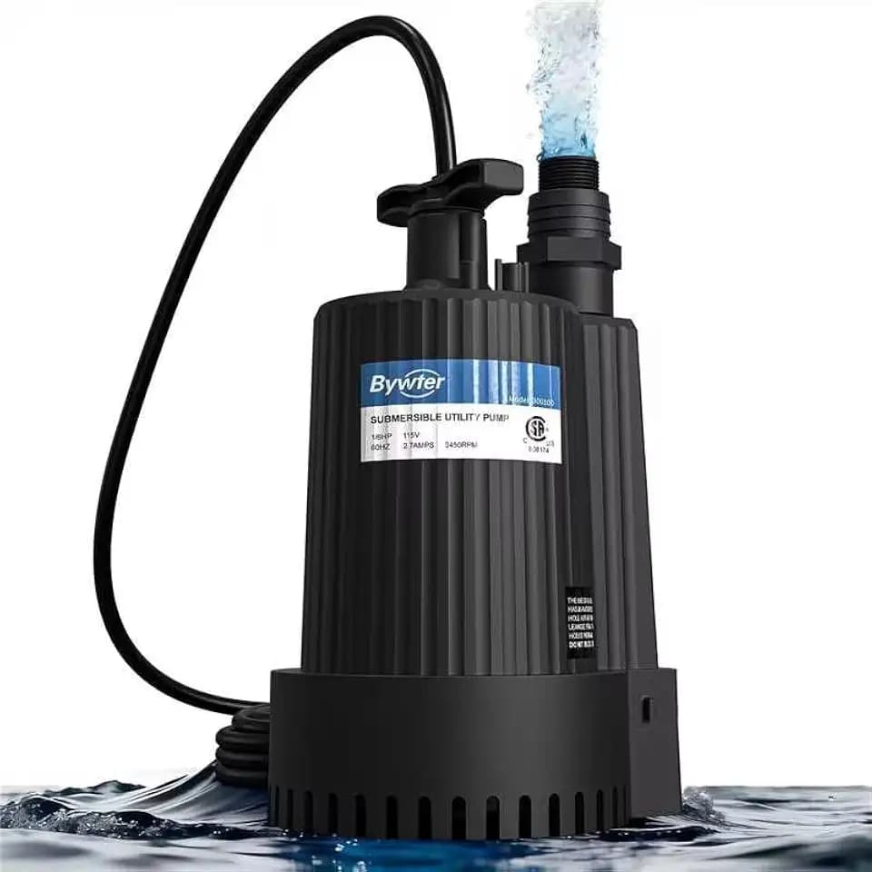 1/6 HP Submersible Water Pump, 1500 GPH, 26 FT Lift, Auto Start/Stop