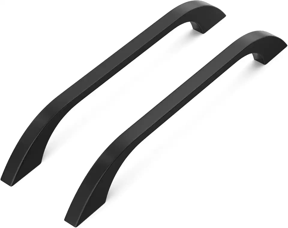 LONTAN 15 Stück Schrankgriffe Schwarz, 160mm Lochabstand Griffe für Küchenschränke, Aluminium Griffe Möbel, Moderne Nahtlos Gebogene Möbelgriffe Schwarz für Schubladen und Kleiderschrank