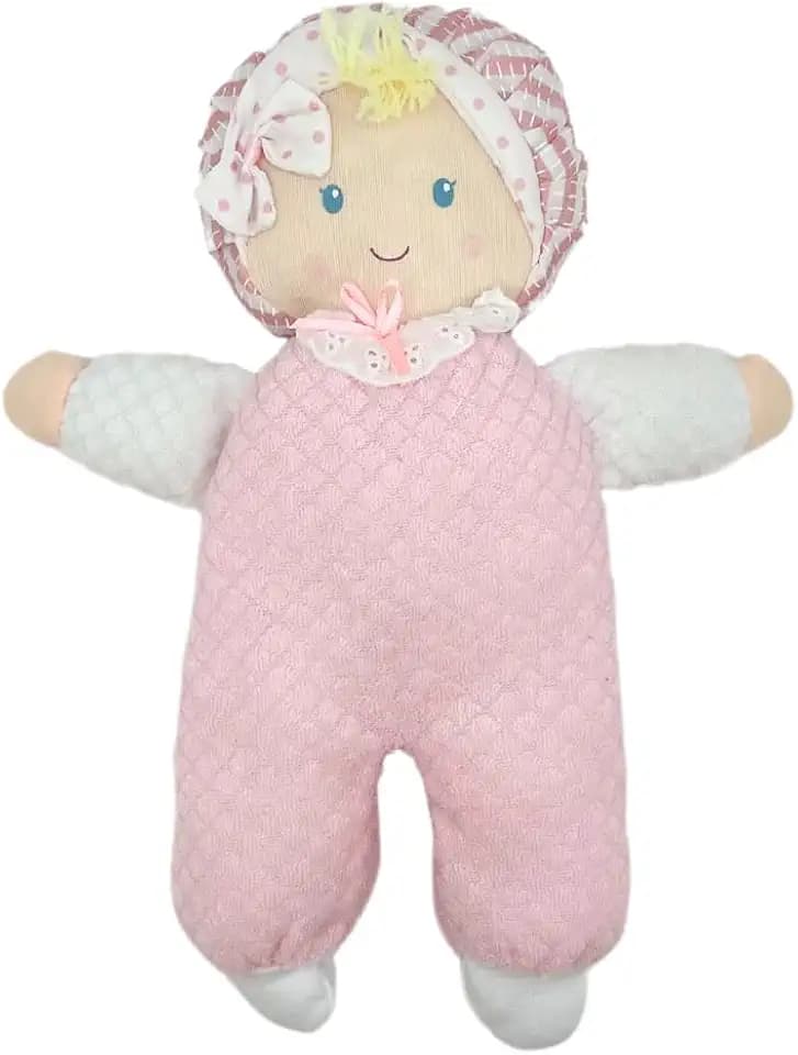 Genius Baby Toys My First Baby Doll, Eden Collection, Soft Terrycloth Fabric, 11" Tall, Pink & White Outfit, No Hard Parts, Machine Washable, 0–12 Months