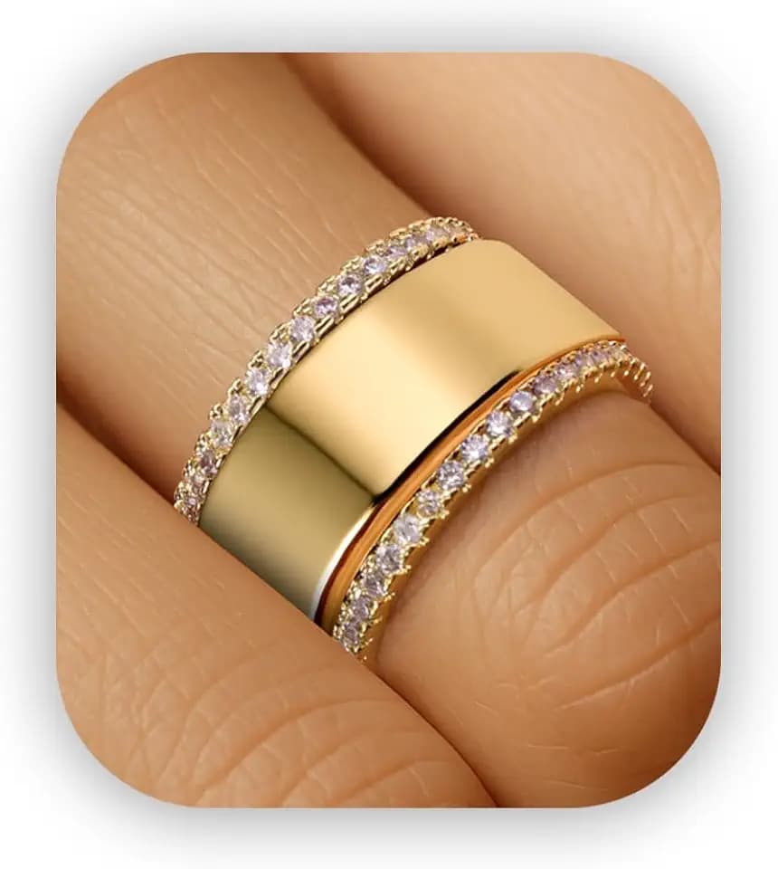 2 Pack Stacking Rings for Oura Ring Gen 4/Gen 3, 14k Gold Plated Cubic Zirconia Oura Ring Stack, Thin Oura Stacking Rings for Women, Smart Rings Accessories Size 6