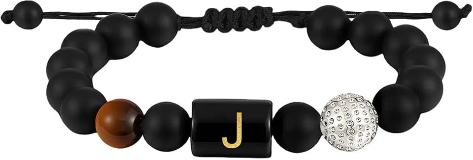 Golf Initial Bracelets Tiger Eye Jewelry Gifts for Boys Men