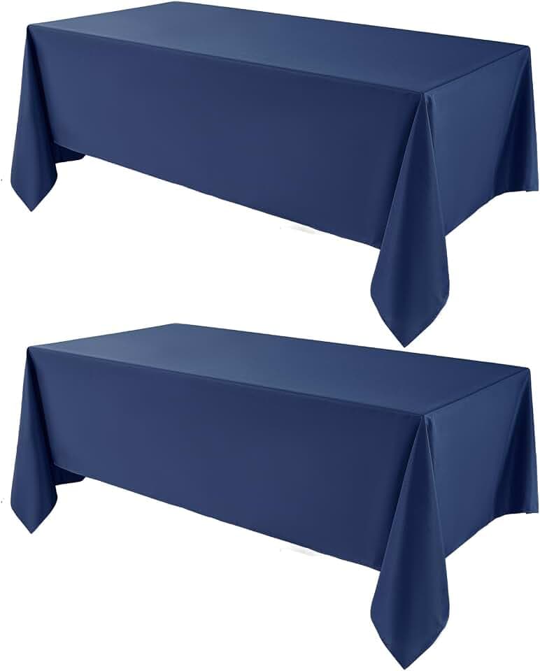 2 Pack Navy Blue Rectangle Tablecloths 90x132 Inch for 6ft Tables