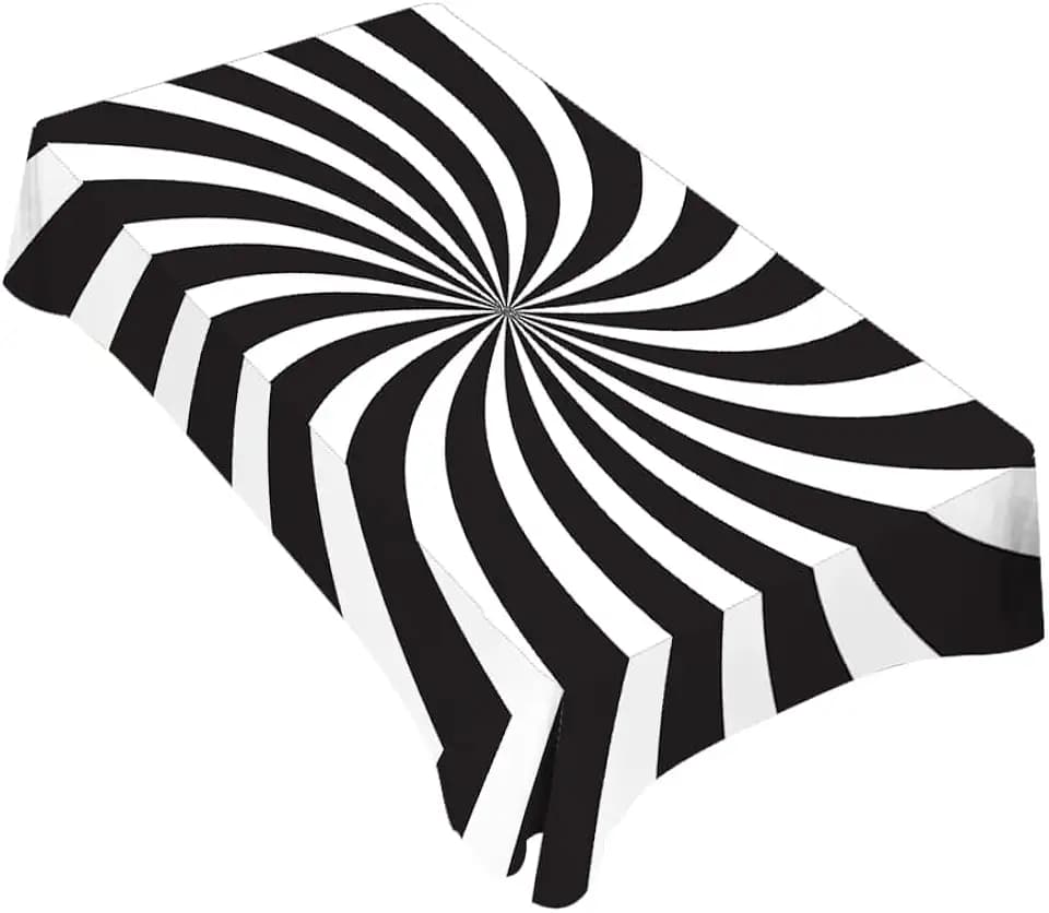 TKS MITLAN Tablecloth Black White Table Cloth Rectangle Table 60 x 84 Inch Funny Swirl Stripes Modern Kitchen Decorations for Home Dinner Party