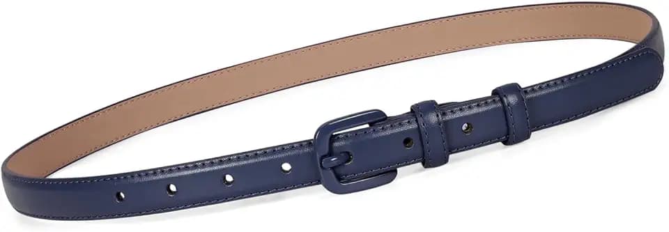 WHIPPY Women Skinny Leather Belt Thin Waist Jeans Belt for Pants in Pin Buckle Belt