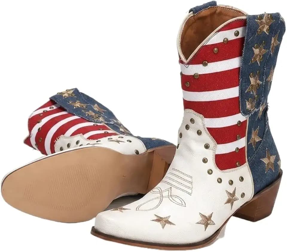 NICO×ASH American Flag Women's Western Boots Patriotic Boots