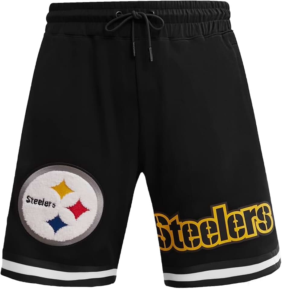 Pro Standard Mens NFL Pittsburgh Steelers Classic Chenille Athletic Short Schwarz L